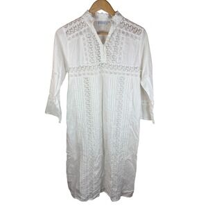 Taleen White Lace Detail Nightgown Shirt Dressโ Womens Classic Size Med